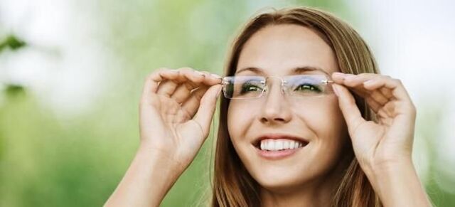 Glasses help improve vision with myopia and a devil