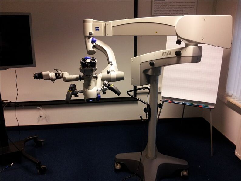 Operations on the eyes are performed with a very precise microscope